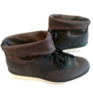 Ugg Women's Islay Sneaker Black Leather Gray Fabric High Top Bootie Sneaker - 9